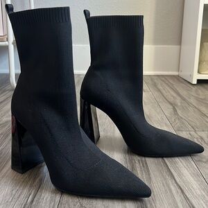 Zara Fabric Geometric Heeled Ankle Boots